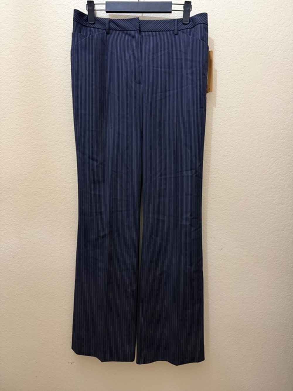 Alex Marie Navy Pinstripe Wide-Leg Trousers